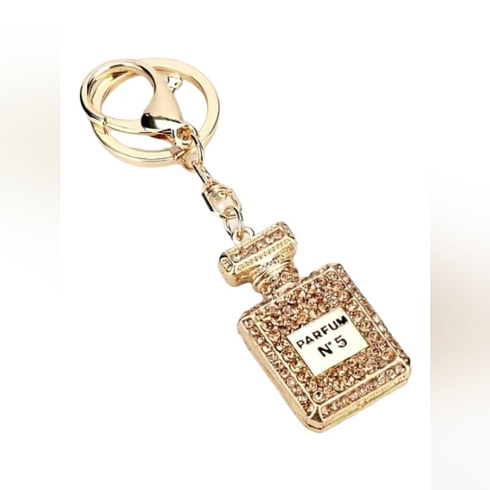 NUMBER 5 BLING GOLD BAG CHARM OR KEYCHAIN CHARM GOLD ON GOLD NWT